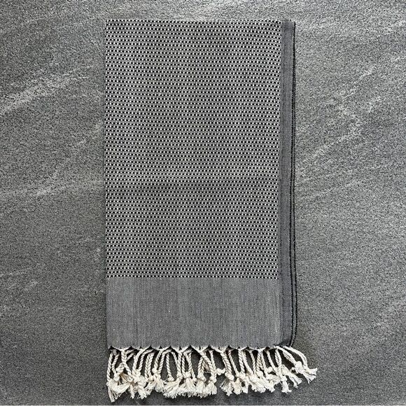 NEW Qty-2 Turkish Kitchen Dish Tea Hand Towel Peshtemal 100% Cotton Black Gray - Picture 5 of 8